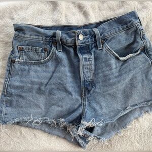 Levi's Light Blue Distressed Jean Shorts